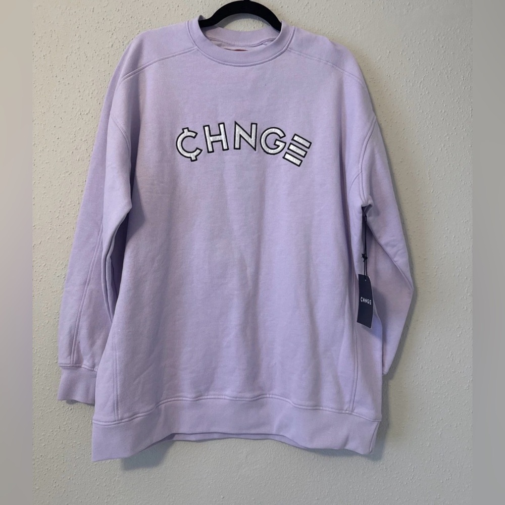 CHNGE Violet Logo Crewneck Sweatshirt Men’s Size Small Athleisure Lounge Wear